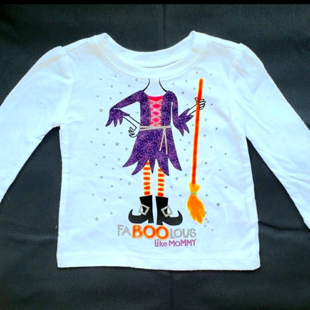 GIRL'S HALLOWEEN Top, The Childrens Place, Glittery Design, 6-9 mos, Super Cute!